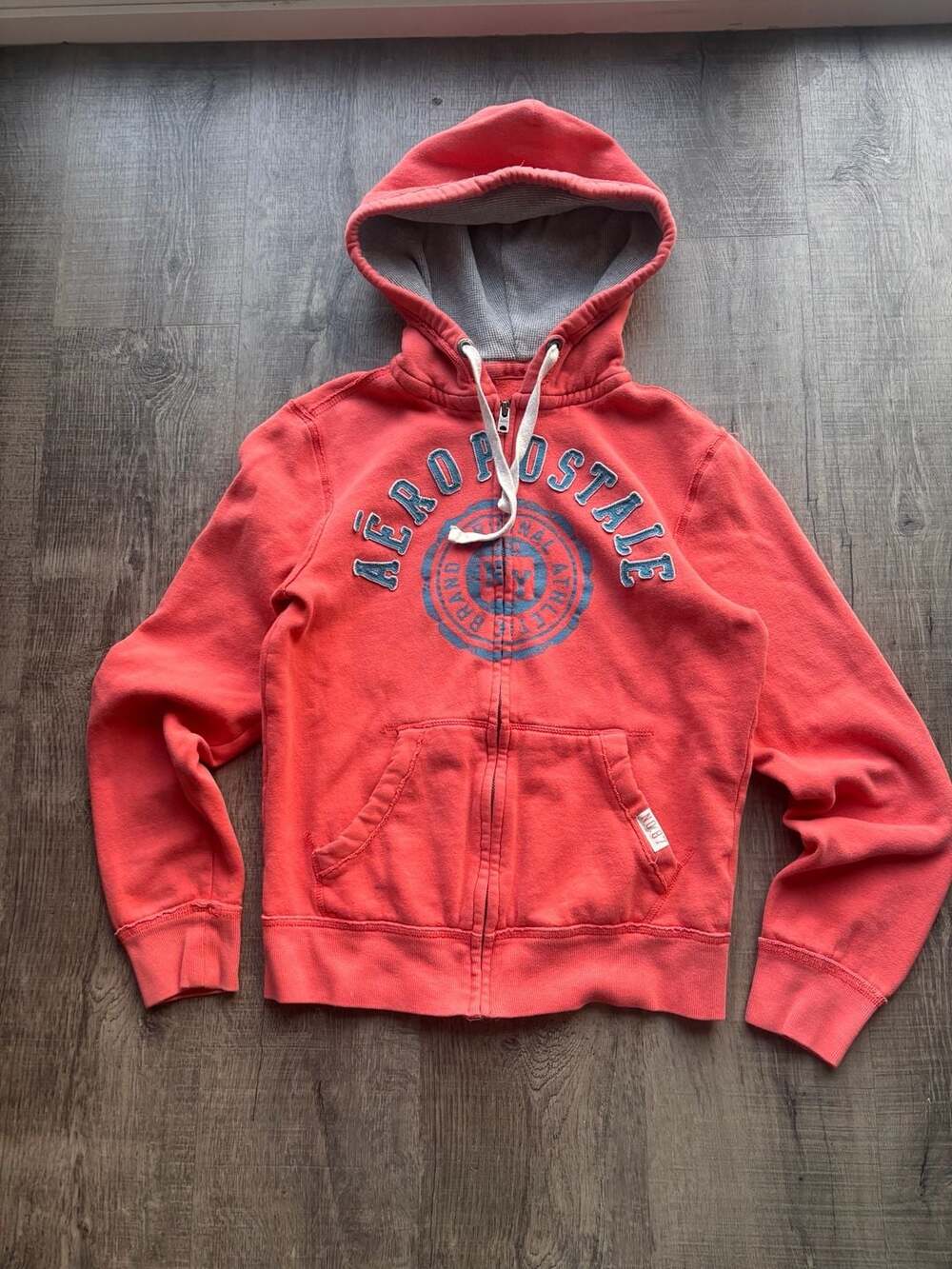 Aeropostale Full Zip Hoodie Sweatshirt Red Graphic Logo Women's XS